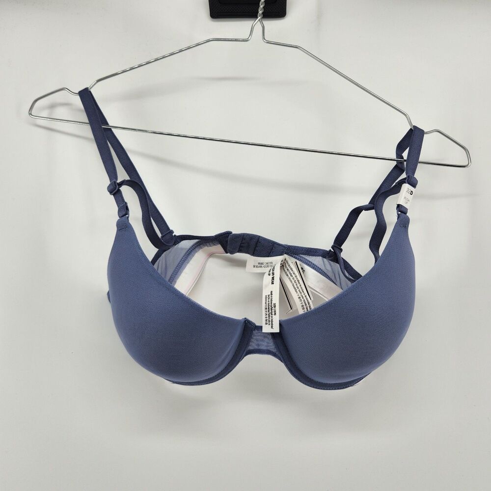 Victoria’s Secret PINK 32D Blue Wear‎ Everywhere Push Up Bra NWT